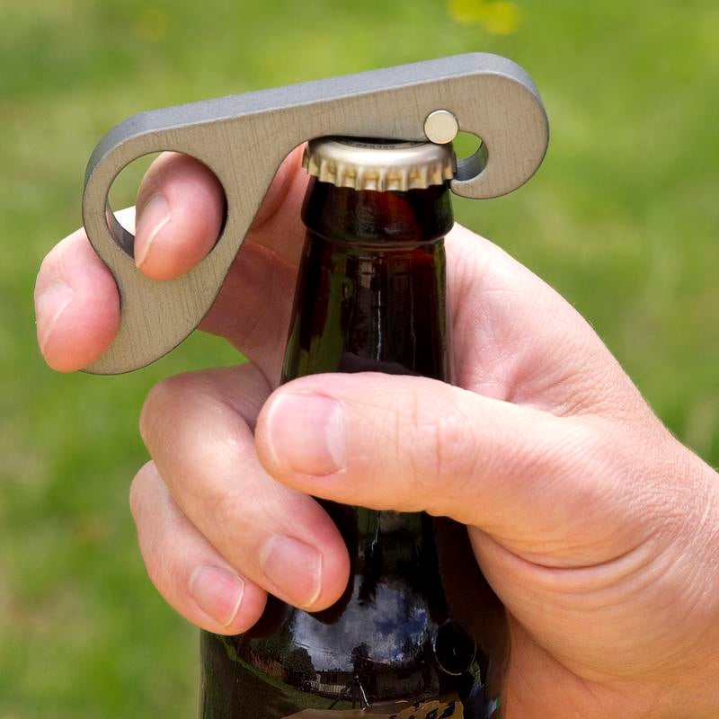 Grabopener - One-Handed + Solid Aluminum Bottle Opener with Strong Neodymium Magnet + Ergonomic Design