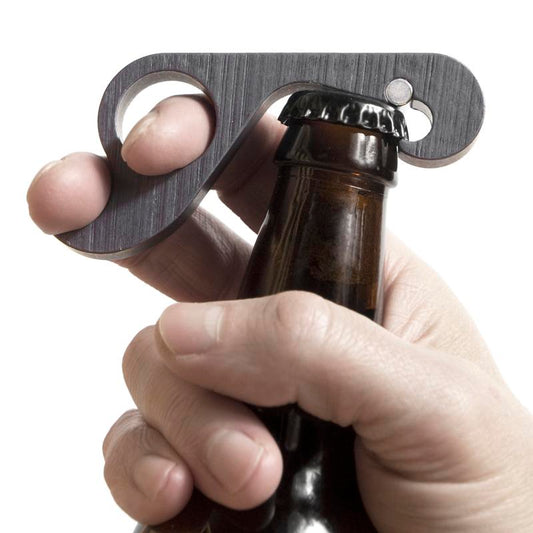 Grabopener - One-Handed + Solid Aluminum Bottle Opener with Strong Neodymium Magnet + Ergonomic Design